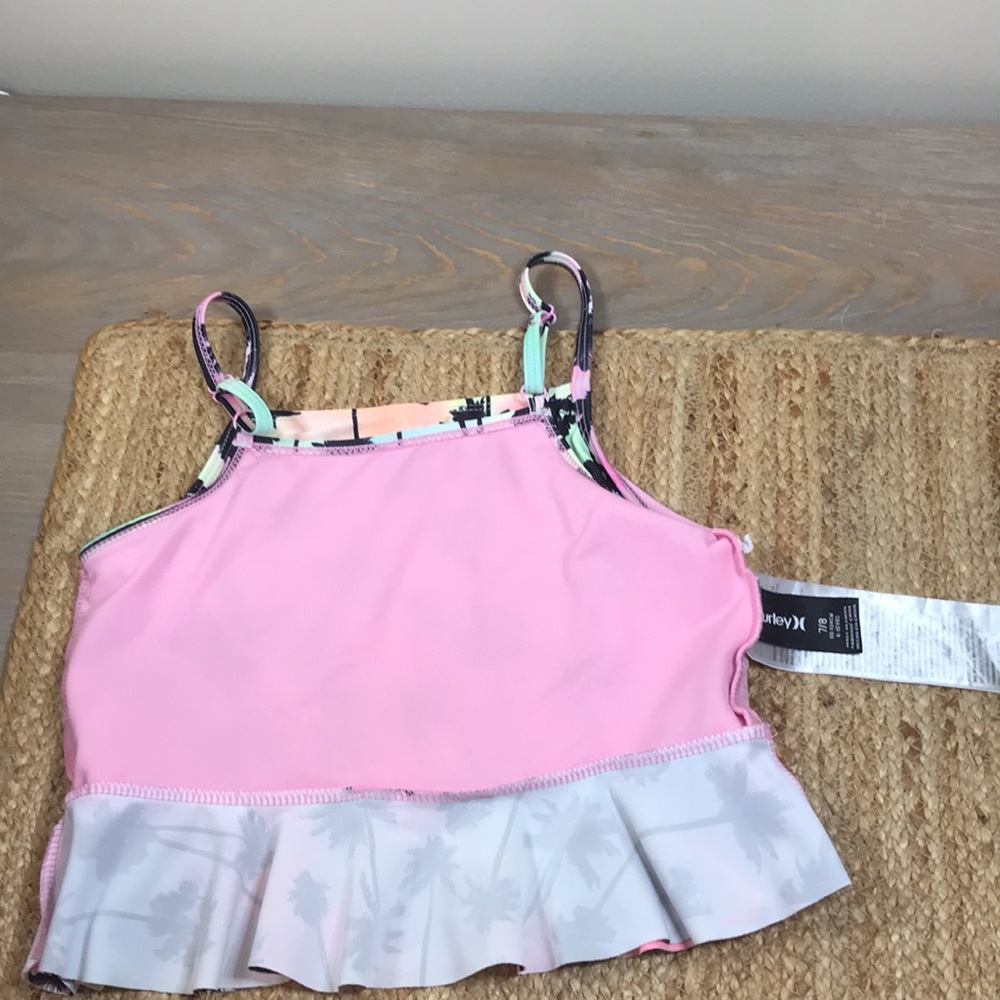 🌴Hurley🌴…Girl’s 7/8  (6-10 years)…Sherbet Colored Tankini w/Palm Tree Print! - Picture 5 of 9